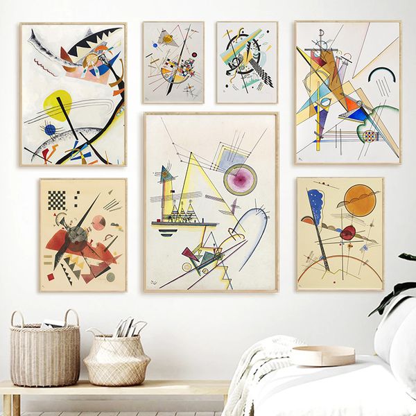 Wassily Kandinsky Geometric Artwork плакаты холст живопись абстрактные размножения на стене искусство для гостиной домашний декор