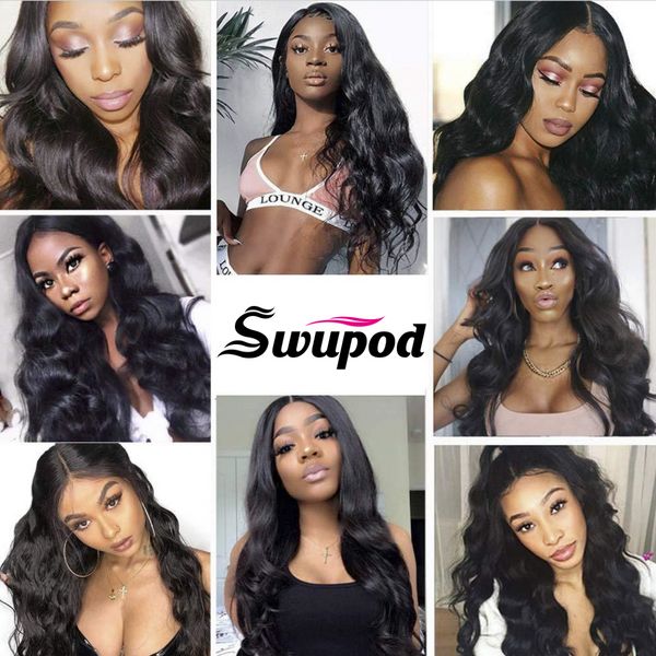 Swupod Body Wave Remy Brasilianische Weben menschliches Haarbündel für Frauen Probe natürliche schwarze Farbmaschine Doppelschalke