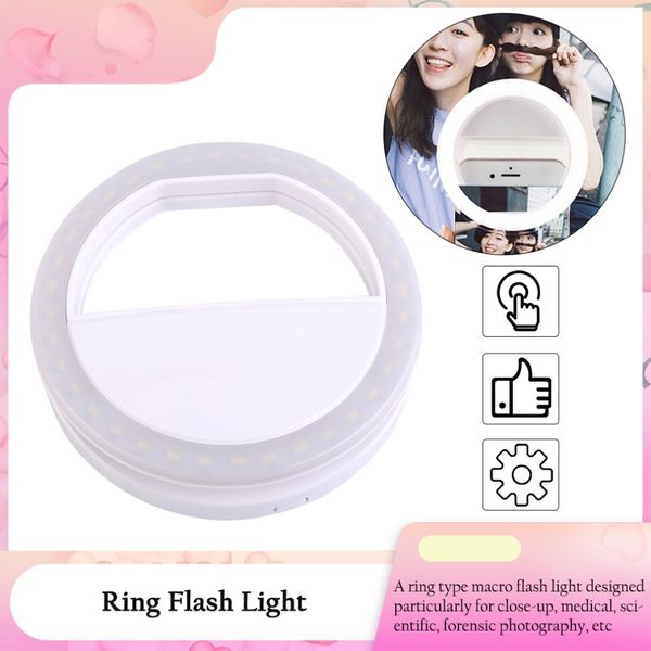 Universal Selfie LED Ring Flash Light Portable Mobiltelefon 36 LEDs Selfie Lampenleuchtring -Clip für iPhone 8 7 6 Plus Samsung