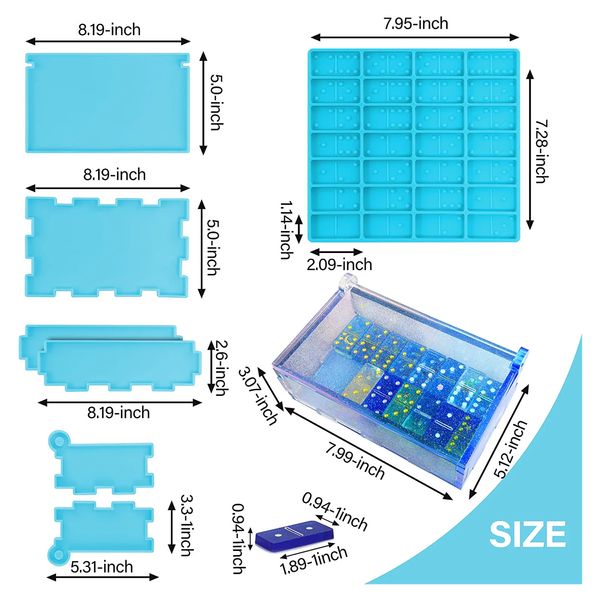 Domino stampi in silicone resina epossidica dominoes box casting stampo artigianale per fai da te strumento di fornitura di giochi da viaggio da tavolo da tavolo personalizzato