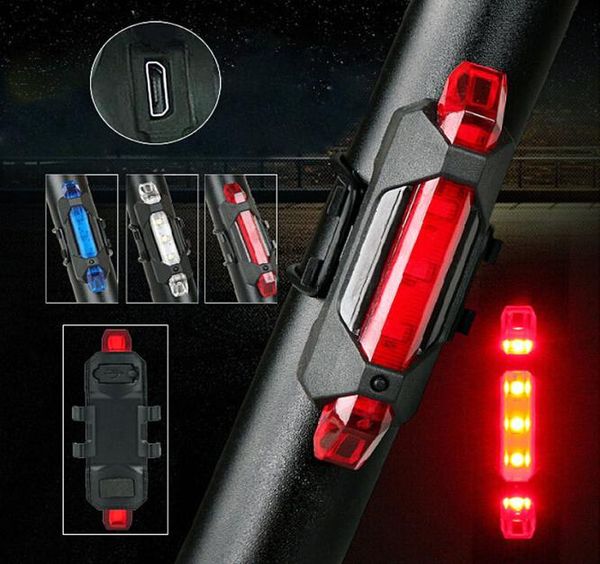 Portátil 5 LED LED USB MTB Bike Bike Light Light Rechargable Segurança Aviso de Bicicleta Lâmpada de Lâmpada Luz traseira Light5876528