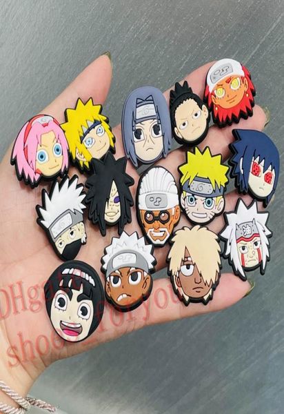 100pcs/Los Anime Comic Sasuke Soft PVC Schuhschuh Charms Jibtz für Babe Accessoires Cartoon Schuhe Ornamente Dekorationen als Werbegeschenk4287935