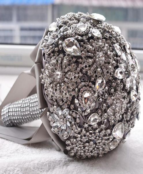 Великолепный хрустальный роскошный Bling Свадебный букет букет Brickle Brooch Bouquet Свадебный аксессуар Artifical Flowers Bridal Букеты5755363