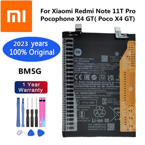 Nova bateria original de alta qualidade para POCO x4 GT para Redmi Note11t Pro (China) Bateria Batteries Bateria Batterij + Tools