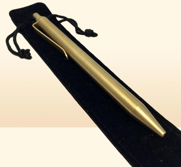 Edc artesanal tipo primavera retro cobre latão canetas esferográficas caneta de bolso g2 recarga direto da fábrica tb018970471