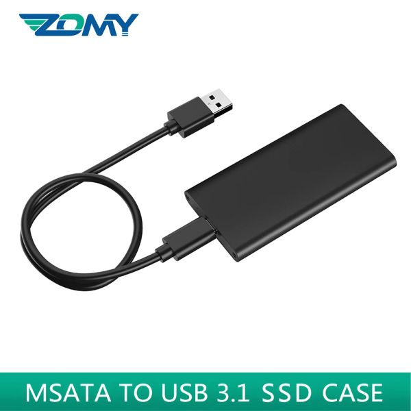 Fährt Zomy msata zu USB 3.1 Typec SSD Case Aluminium 10gbps SSD tragbare Festplattenbox 3*3/3*5 msata Laptop Festkörperscheibe Gehäuse