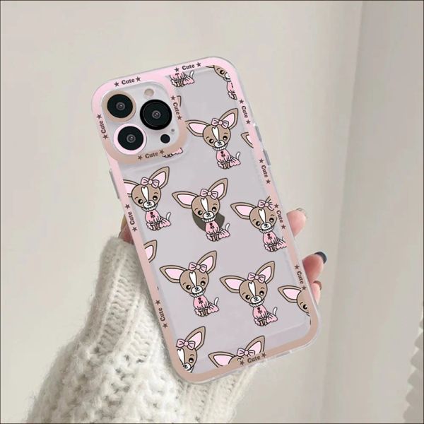 Chihuahua Hundetelefonhülle für iPhone 14 13 12 11 Pro Max Mini X XS XR 6 7 8 plus SE 2020 Transparentes Gehäuse