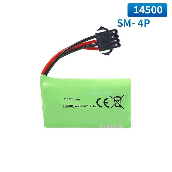 7.4V 500mAh wiederaufladbarer Batterie SM4P-Stecker/USB für EC16 Fernbedienung Ersatzbatterie Modell MODEL MODELL MODEL MODEL LI-PO-Batterie