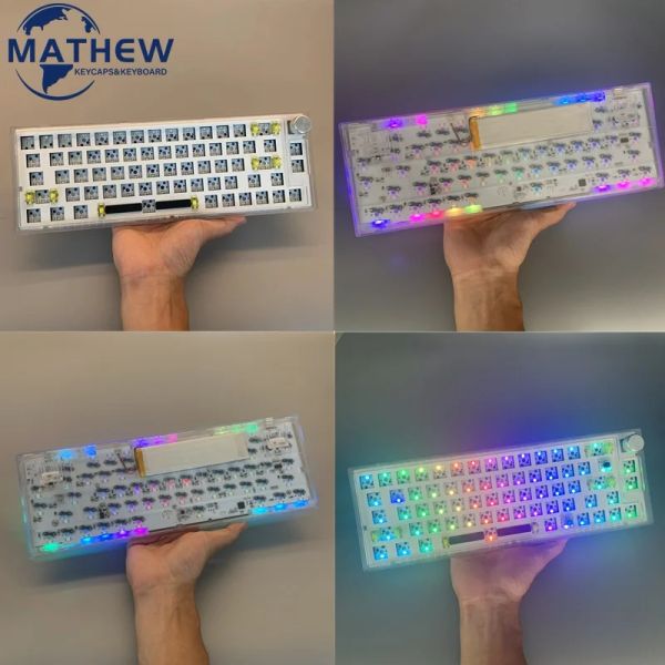 Acessórios Mk66 Pro Kit Mecânico Teclado Branco/Preto/Tampa da cor da cor da estrutura transparente para teclado DIY