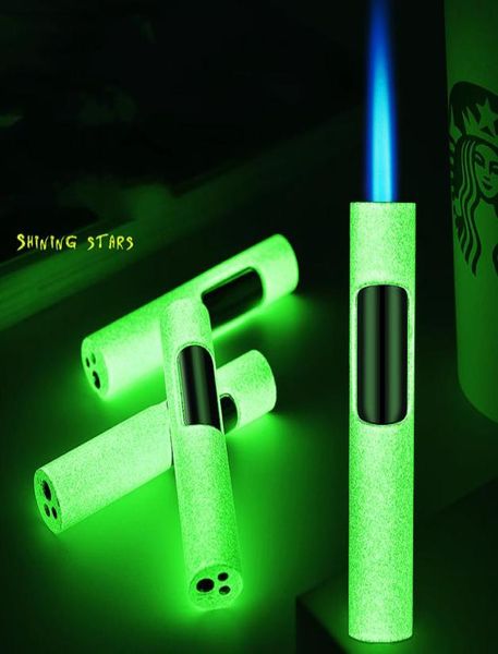 2022 Neues Torch Luminous Hellers Jet Winddicht Zigaretten Zigaretten Gas hellere Stiftsprühpistole Butan Refill Metall Leichter Gadgets Geschenk9187241