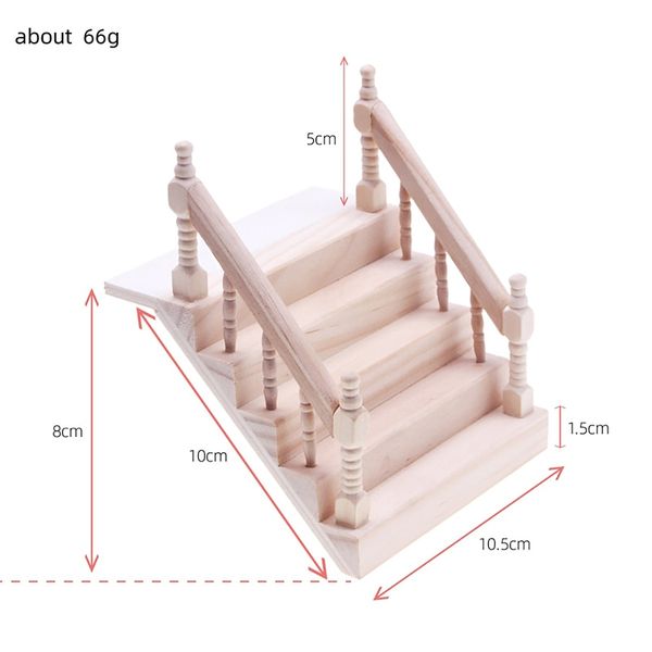 1:12 Dollhouse in miniatura Scara di corrimano scale in legno Model di scale semplici Mini mobili bambole scienze decorazioni