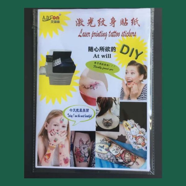 Malzemeler A4 Art Dövmeler Kağıt DIY Su Geçirmez Geçici Dövme Cilt Kağıt Mürekkep Pekçe veya Lazer Baskı Yazıcılar Tatoo Erkek Çocuklar