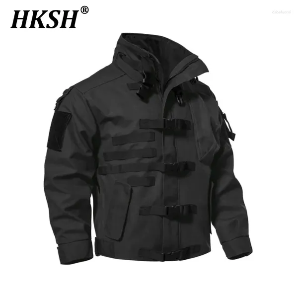 Jackets masculinos HKSH Spring Autumn Motorcycle Tactical High Energy Zipper Stand Collar Tide Black Charge Coat Outdoor HK0970