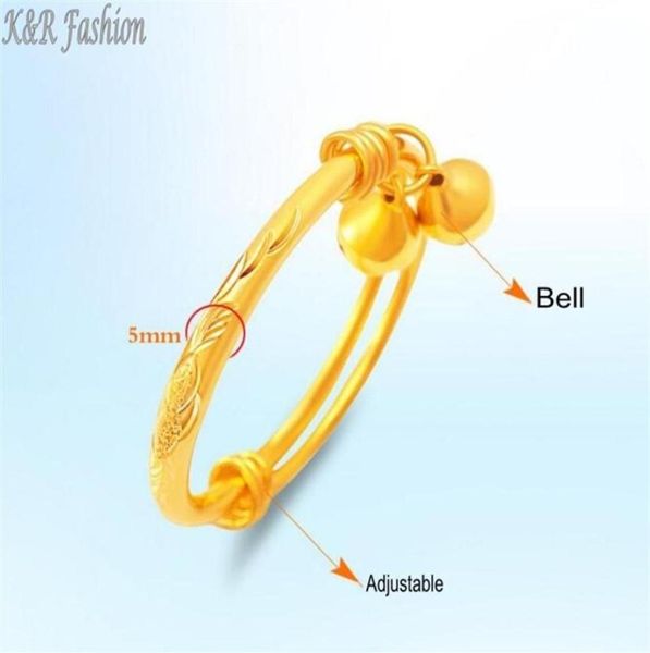 Niemals verblassen Bell Baby Armreifen Armband Schmuck 24K Gold gefüllt erweiterbarer Armreif von Umweltkupfel286L1462700