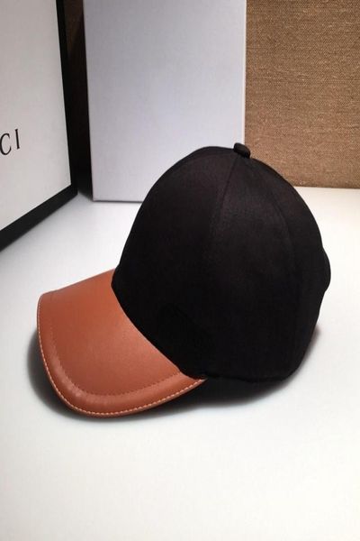 Fashion Design PU Leather Brim H Baseball Cap Personality Hat Female Luxury Cap5828146