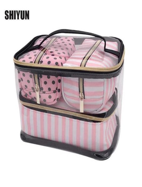 PVC Transparent Cosmetic Bag Organizer Reisen Toilettenbeutel Set Pink Beauty Case Make -up Case Kosmetikerin Eitelkeit Notwendigkeit Trip 21072938582