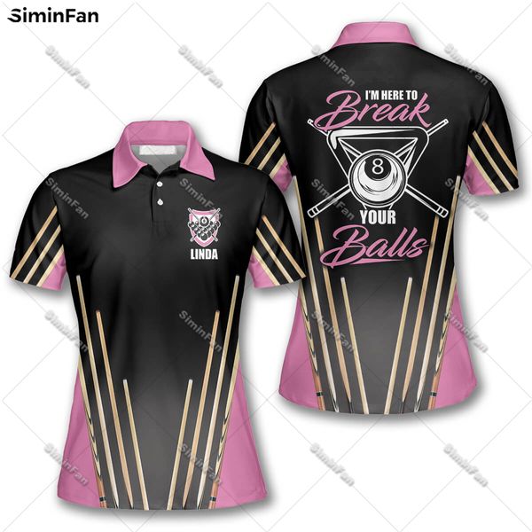 Billiard 3D überall über bedruckte Polo-Shirts Frauen Tennis T-Shirt Ladies Sommer Revers Tee Girl weibliche Freizeit Top Unisex Streetwear-2