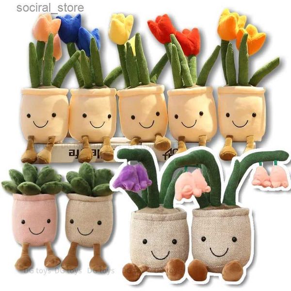 Animali di peluche ripieni di piante succulente succulente di peluche di peluche giocattoli ripieni nocciolati della valle in valle in vaso fiore francese decorazione da libreria per ragazze l411