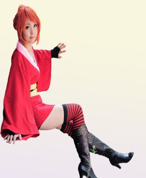 Хэллоуин Япония Аниме Женщины Гинтама Кагура Косплей костюм кимоно платье униформное плащ полный набор азиатского размера 6013949