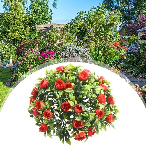 Dekorative Blumen hochwertiger Hausgarten Gras Ball Künstliche Café Rose Blumenkugeln Stufe Topiary Hanging UV Stall