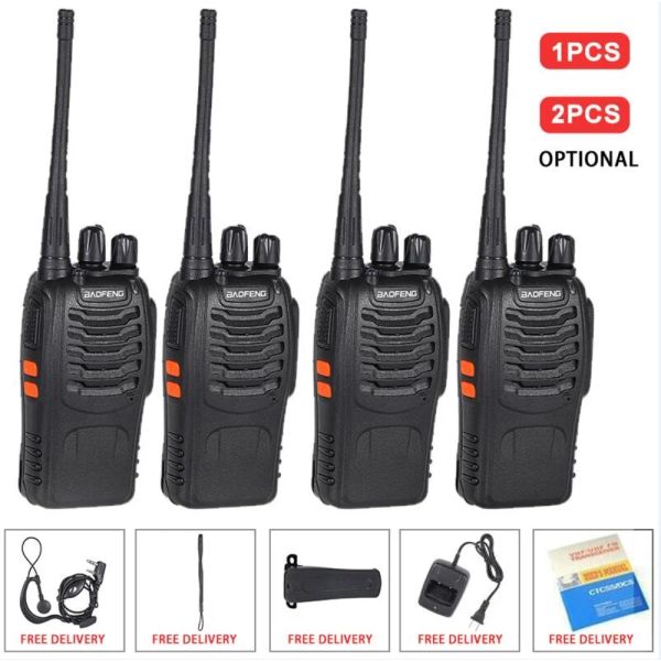 Gadget 2pcs/1pcs 5 km range wireless walkietalkie talkie uhf 400470mhz 5w radio Ham twoway portatile (Charge Desk+BF888) Prompt vocale