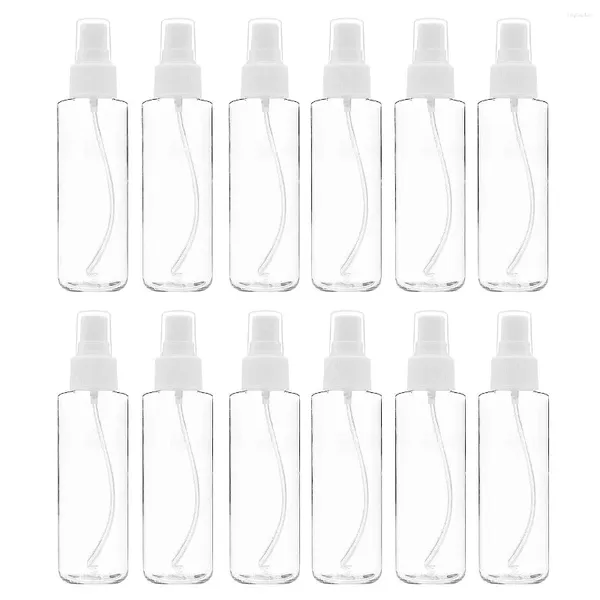 Бутылки для хранения 12 упаковывать тонкий туман прозрачный спрей 120 мл (4 унции) с насосной крышкой повторно используемым и заполненным небольшим пустым пластиком