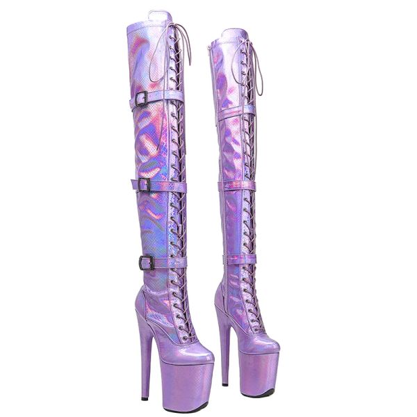 Sapatos Leecabe 20cm/8inches Snake Skin Upy Exotic Exotic Young Trend Boots Moda Alta Plataforma de Pólo Bota de Dança