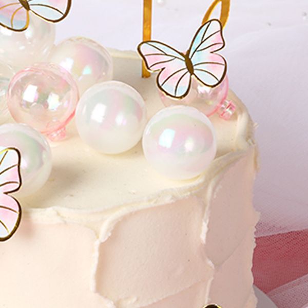 6pcs transparente Laserball -Kuchen -Toper -Ornamente Hochzeit Babyparty Geburtstagsfeier Lieferungen Weihnachtsbäume Dekoration
