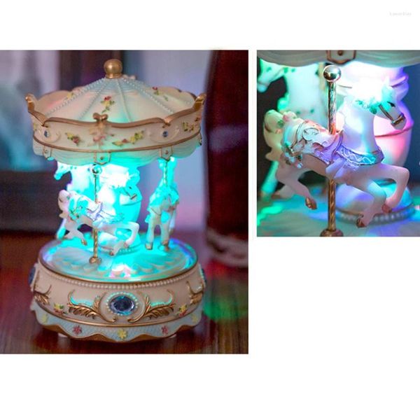 Dekorative Figuren Hochzeit Luxus Karussell Harz Music Box Home Geschenke Valentinstag Uhrwerk Mechanismus Schwenkes romantisches Handwerk Dekor