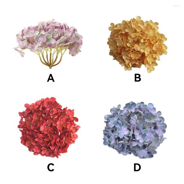 Flores decorativas decoração de casamento floral de seda interna ou externa com hidrangeias cabeças de flores ecológicas roxas elegantes