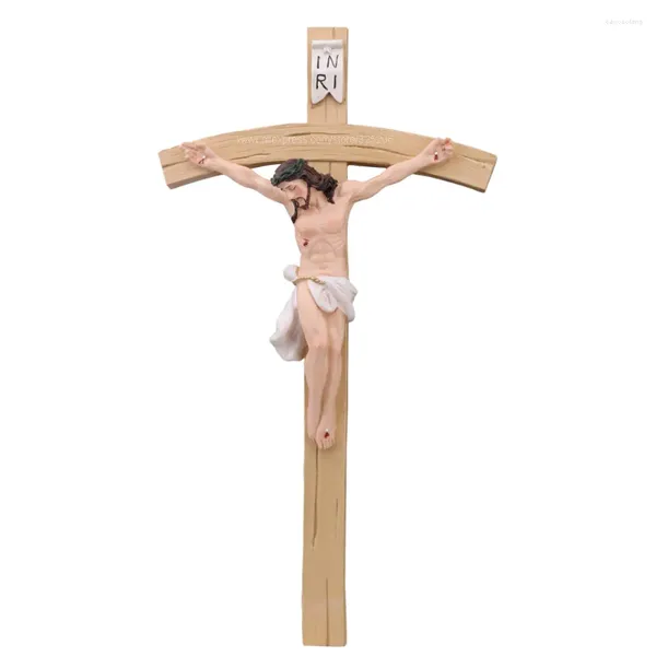 Estatuetas decorativas Crucifix Jesus Wall Cross para decoração em casa 32cm 12,6 polegadas