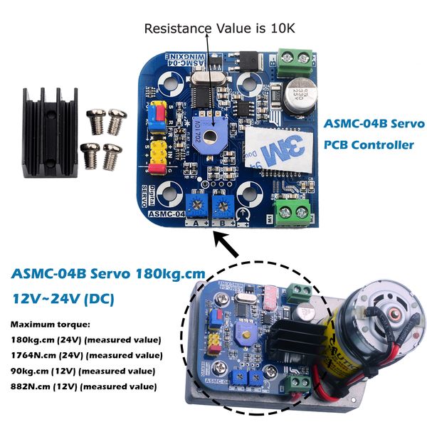 ASMC-04B Robot Servo Yüksek Güçlü Yüksek Tork Desteği 12V ~ 24V 180kg.cm Özel kol plakalı büyük robotik manipülatör