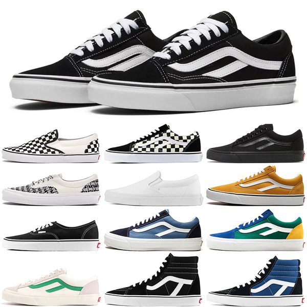 Designers Sapatos casuais Skool van Skateboard Tenes tênis pretos brancos masculinos femininos mocassins de tênis ao ar livre