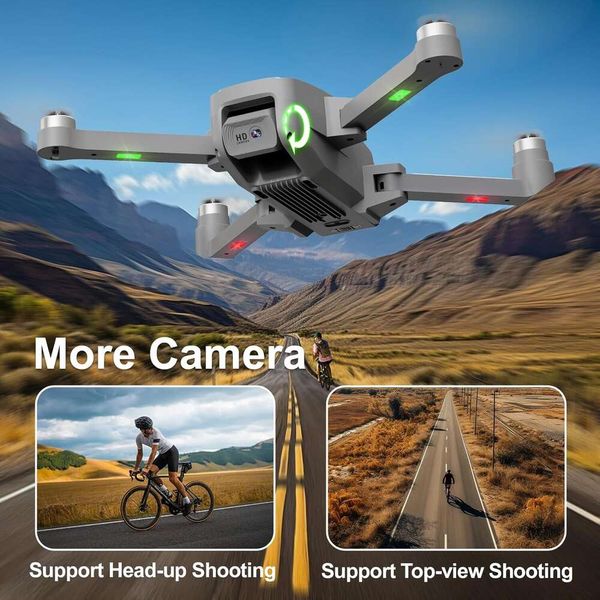 Drrone a motore senza spazzole da 16p con fotocamera da 1080p per adulti 5G WiFi regolabile lente a un tocco di atterraggio a decollo Tenere mini drone pieghevole con 2 batterie