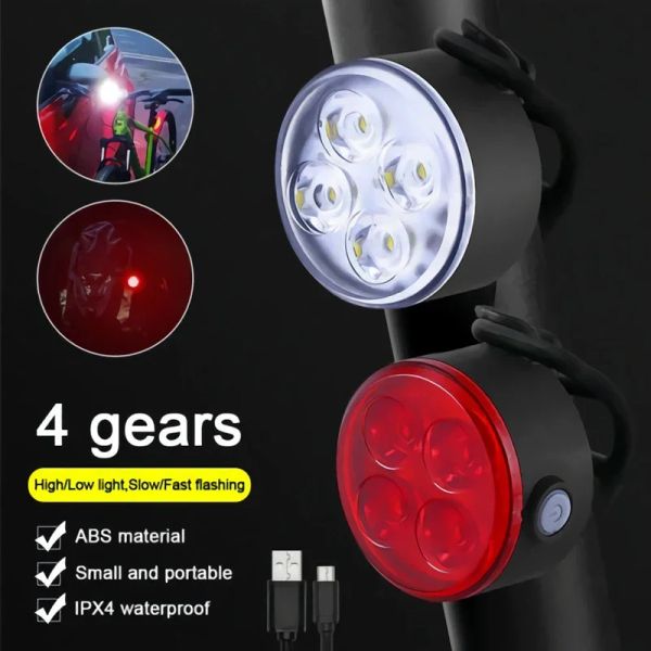 Fahrrad Rücklichter wasserdichte vordere MTB Bike Lampe Warning Bike LED LED USB -Laderad -Scheinwerfer Radsportteile
