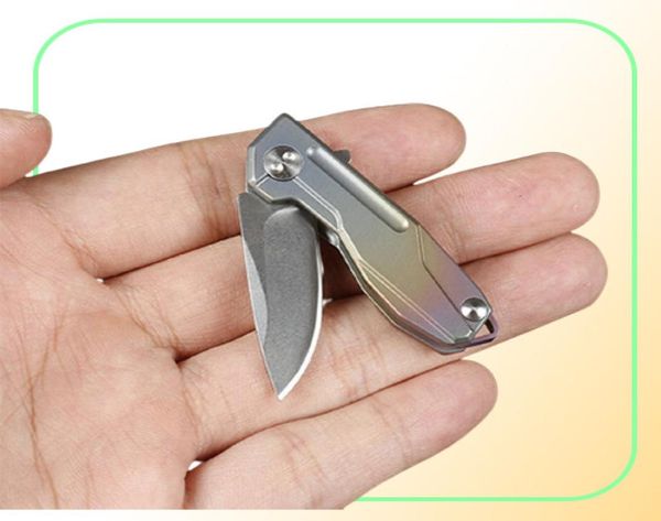 Nova chegada mini pequena faca de bolso EDC D2 lâmina de mancha tc4 liga de titanium alça de colar canive