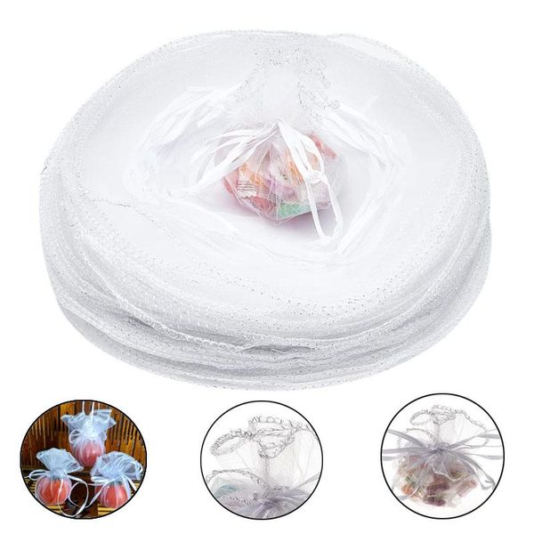 50pcs 25cm/35cm Caminhada branca Bolsas de organza redonda Bolsas de Natal Favory Favor