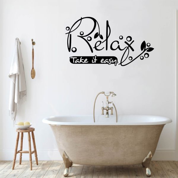 Smile Art Relax Take It Falth Frase Interior Family Wall Stickers Mural Arte Decoração de parede Decalque para crianças Decalques de vinil