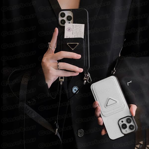 Capa de telefone de designer de triangular de couro retrô para iPhone 15 14 13 12 Pro Max 11 Classic Pattern Pattern Shop Shop Chople