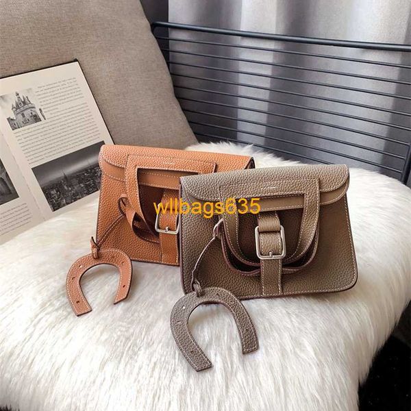 Bolsas Halzan Bolsas de couro Bolsa Bolsa Bolsa de Couro Genuíno Bolsa Mulher Saco Minimalista Minieira Bolsa de Horseshoe Bolsa Cinza Bolsa Hazan Ter Logo Hbzu