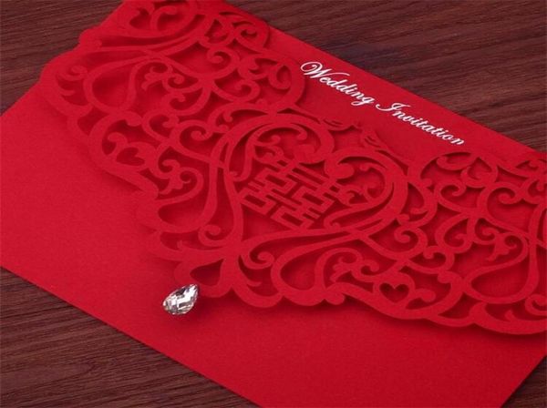 Inviti di nozze in stile cinese vintage BIDE Creative Brides Coppie Coppie Red Cover Stamping Chic Bridal Card9455583