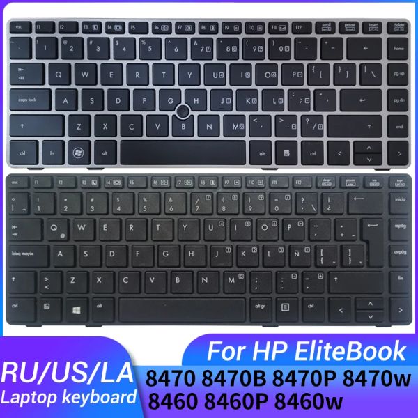 Keyboards Neue Russische/US/Spanisch/Latin -Laptop -Tastatur für HP Elitebook 8470b 8470p 8470 8470W 8460 8460p 8460W