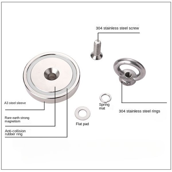 Attrezzatura per pesca al mare di pesca a magnete a magnetico neodimio super forte con bulloni per gli occhi per la pesca della pesca