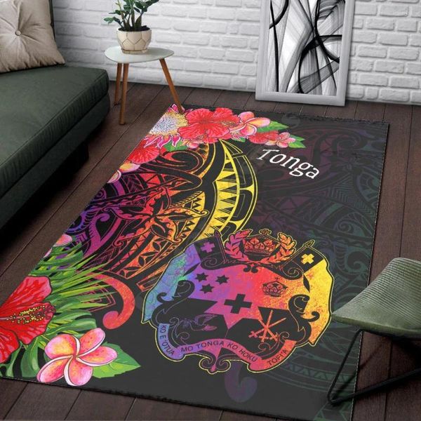 Teppiche Tonga Fläche Teppich Tropischer Hippie-Teppichmatte für Wohnzimmer Fußmatte Flanelldruck Schlafzimmer Nicht-Schlupfboden Boden