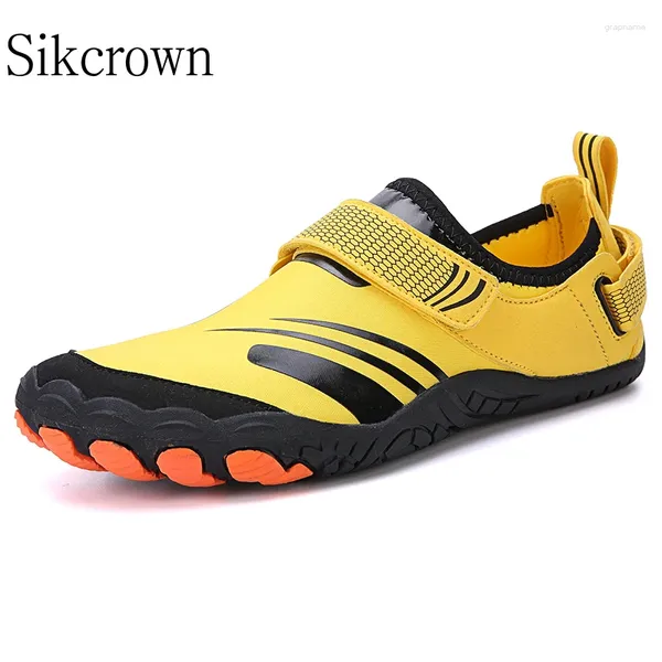 Sapatos casuais Amarelo praia de verão malha respirável sapato de água unissex homens mulheres confortáveis com os pés descalços pingando calçados rápidos de trekking seco