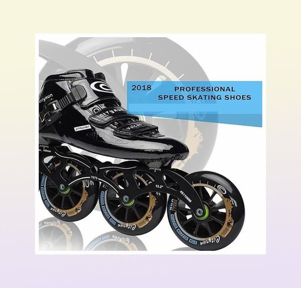 Sapatos de velocidade em linha de patins de patins de gelo para a competição de velocidade de pista interna 110mm 100mm 90mm de fibra de carbono Roller9707258