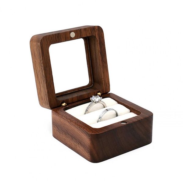 Design vintage in legno portatile per anello della scatola per orecchini per il matrimonio