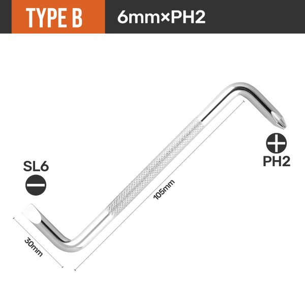 Chave de fenda de cabeça dupla de alta especificação Z Tipo de 6 mm Phillips Slotted Trip Treffring Principal Ferramenta de reparo de fenda curta Ferramenta de reparo