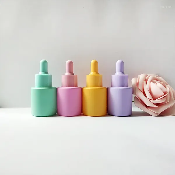 Bottiglie di stoccaggio 30 ml Macaron Color Glass Dropper Bottle Vial Olio essenziale riempibile con pipetta per cosmetico