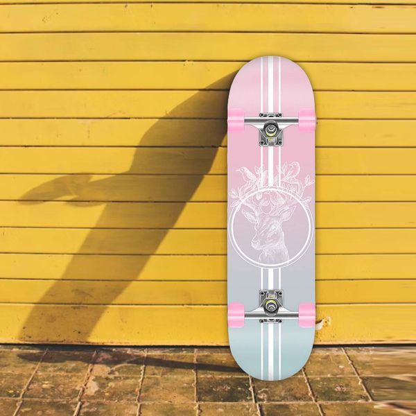 Skateboard Double Kick Completo Longboard totalmente silencioso para iniciantes Mulheres